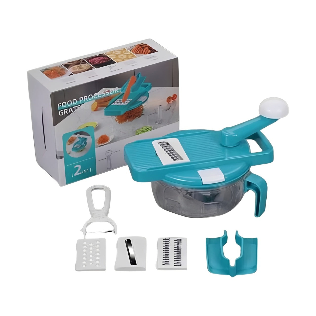 12-in-1 Food Processor Grater & Vegetable Cutter Set.
