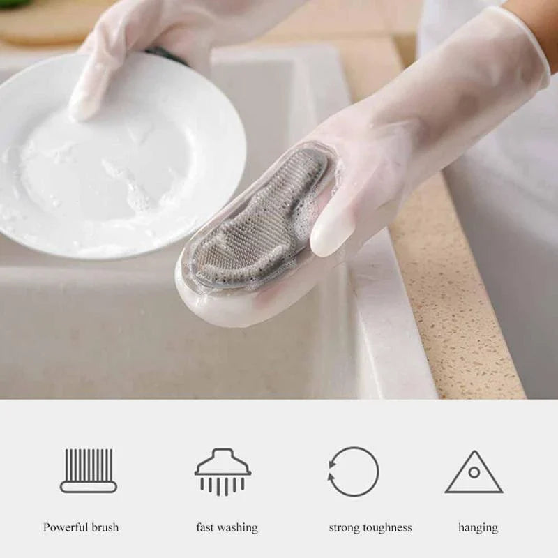Different features of the 1 pair of silicone gloves for dishwashing