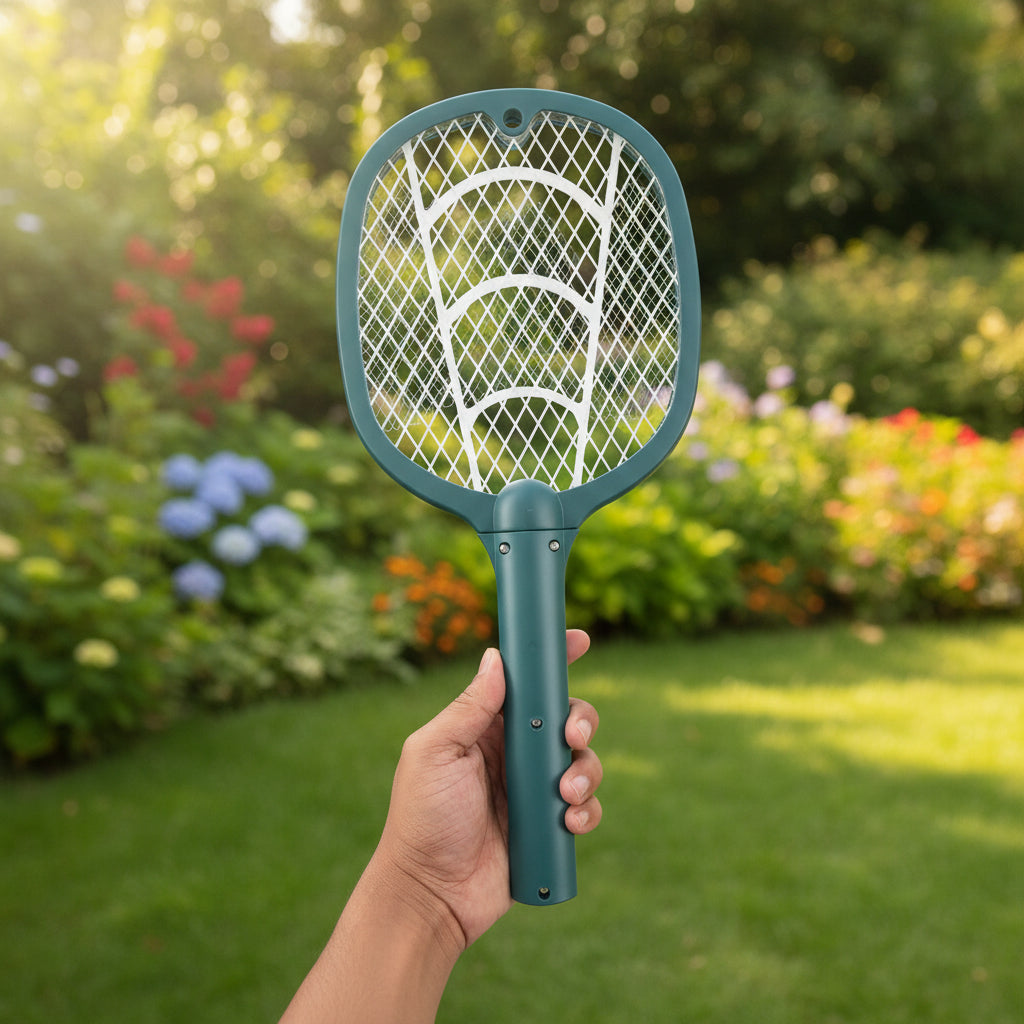 2-in-1 Electric Mosquito Swatter Racket with UV Mosquito Lamp, Rechargeable Bug Zapper Killer