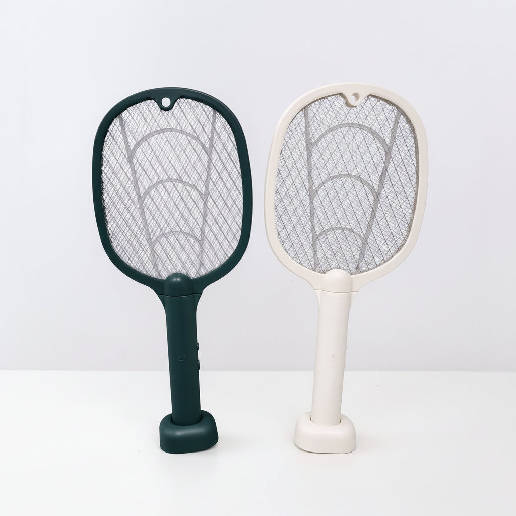 2-in-1 Electric Mosquito Swatter Racket with UV Mosquito Lamp, Rechargeable Bug Zapper Killer