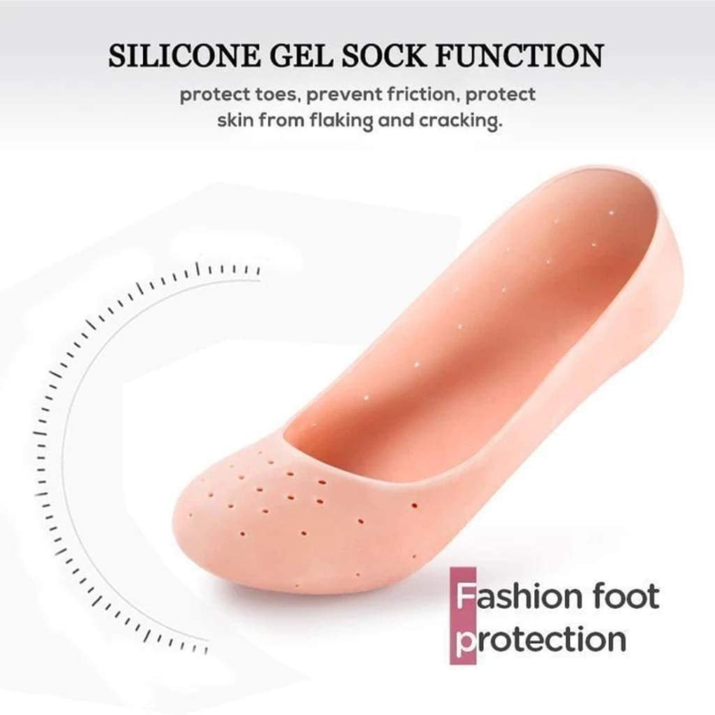 Soft Silicone Heels Protector Anti Crack Foot Spa Socks (1 Pair)