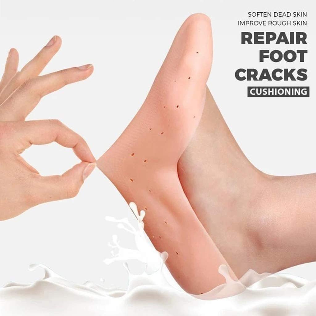 Soft Silicone Heels Protector Anti Crack Foot Spa Socks (1 Pair)