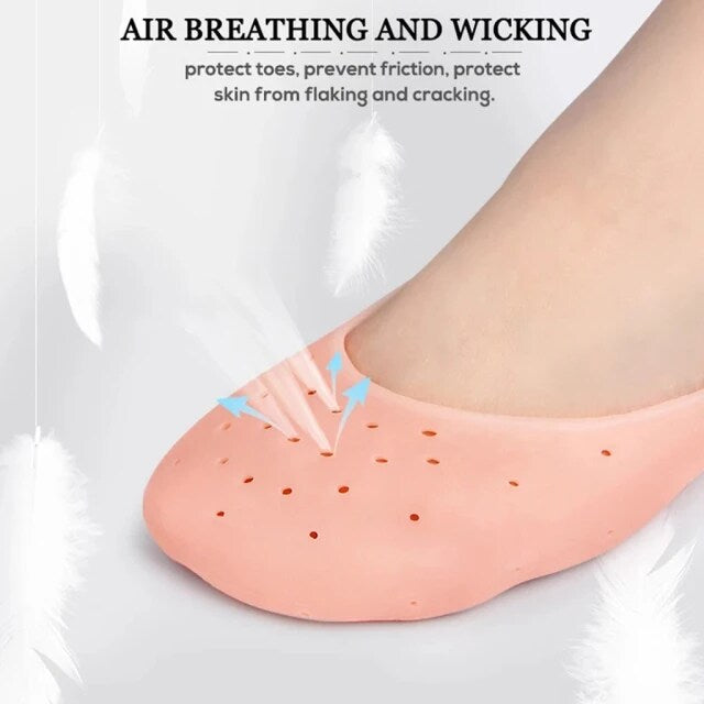 Soft Silicone Heels Protector Anti Crack Foot Spa Socks (1 Pair)