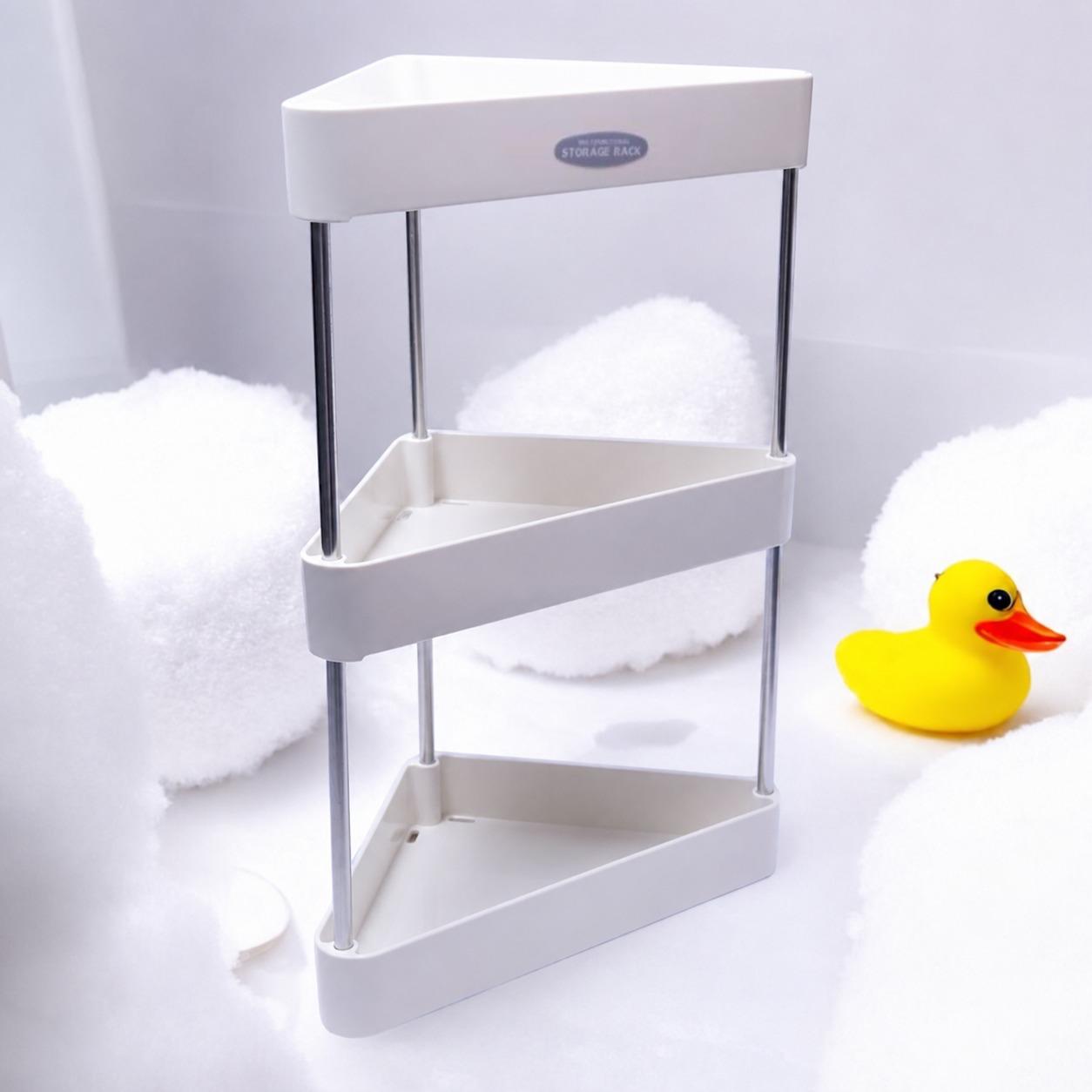 3-Tier Corner Storage Rack, Multifunctional Space Saving Kitchen & Bathroom Organizer Shelf