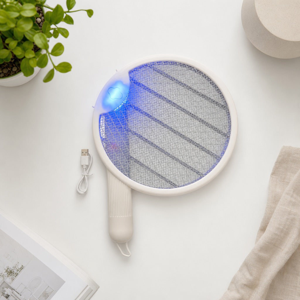 3-in-1 Folding Electric Mosquito Swatter Racket with UV Light, USB Mosquito Fly Killer Lamp