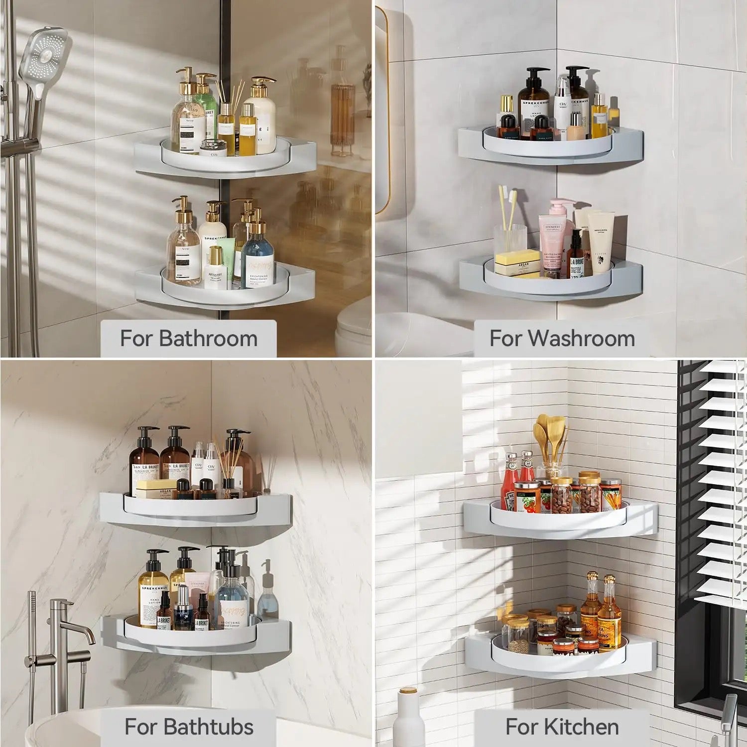 60° Rotatable Washroom and Kitchen Corner Rack placed in a different space