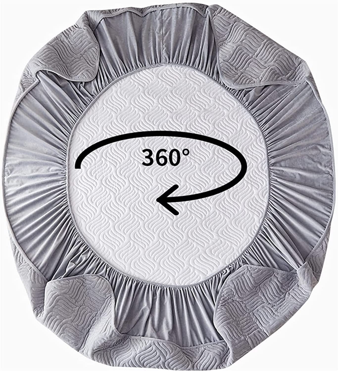 Fitted Size Washable Thicken Quilted Velvet Solid Color Mattress Bedsheet 