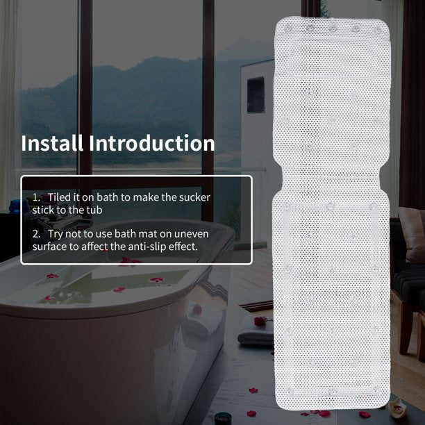 Bathtub Mat, Full Body Spa Bath Mattress Cushion Soft Breathable Quilted Bathtub Mat with Pillow