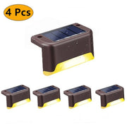 4 Pcs Solar LED Stair Case Lights, Deck Lights Outdoor Path Step Lamps