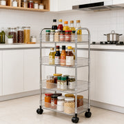 4-Tier Rolling Storage Cart with food items in a kitchen setting