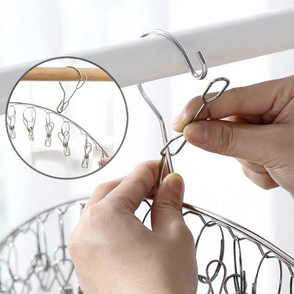 20 Clips Stainless Steel Clothes Drying Hanger,