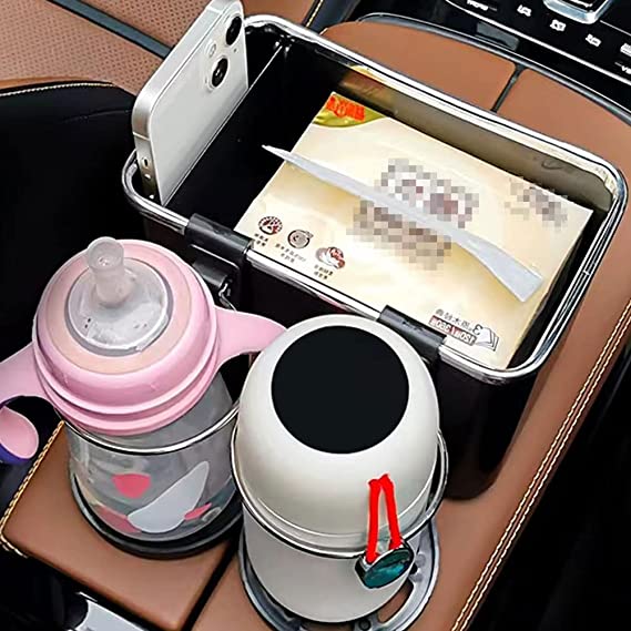 Car Armrest Storage Box with Cup Holder