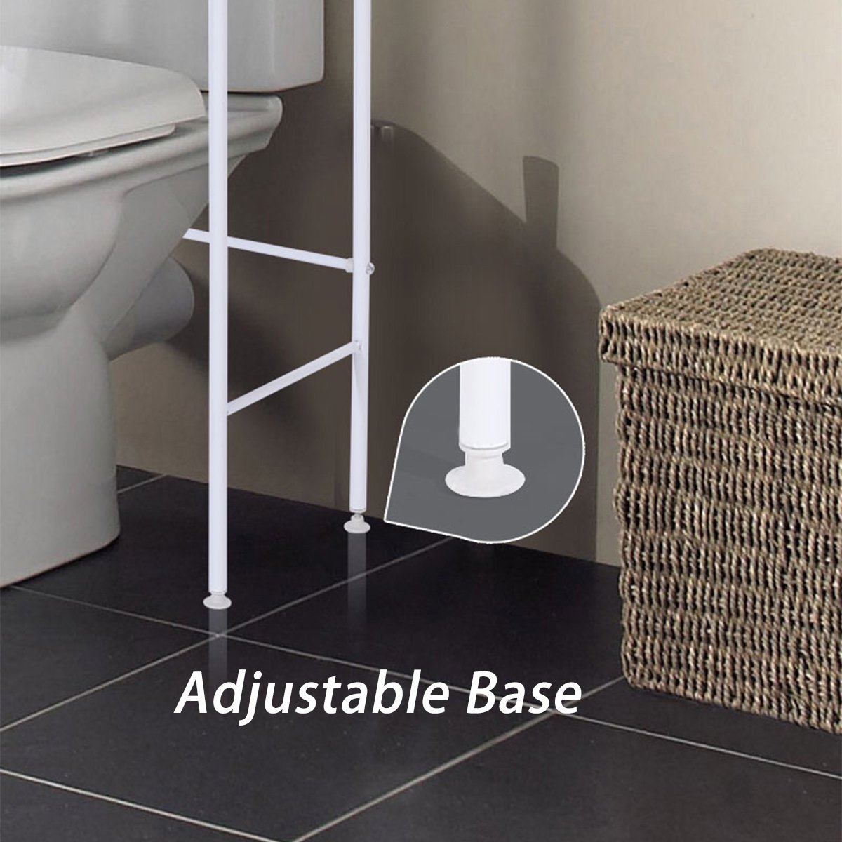 3 Layer Metal Toilet Storage Rack - White