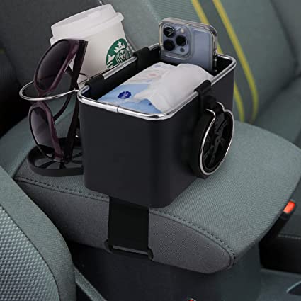 Car Armrest Storage Box with Cup Holder