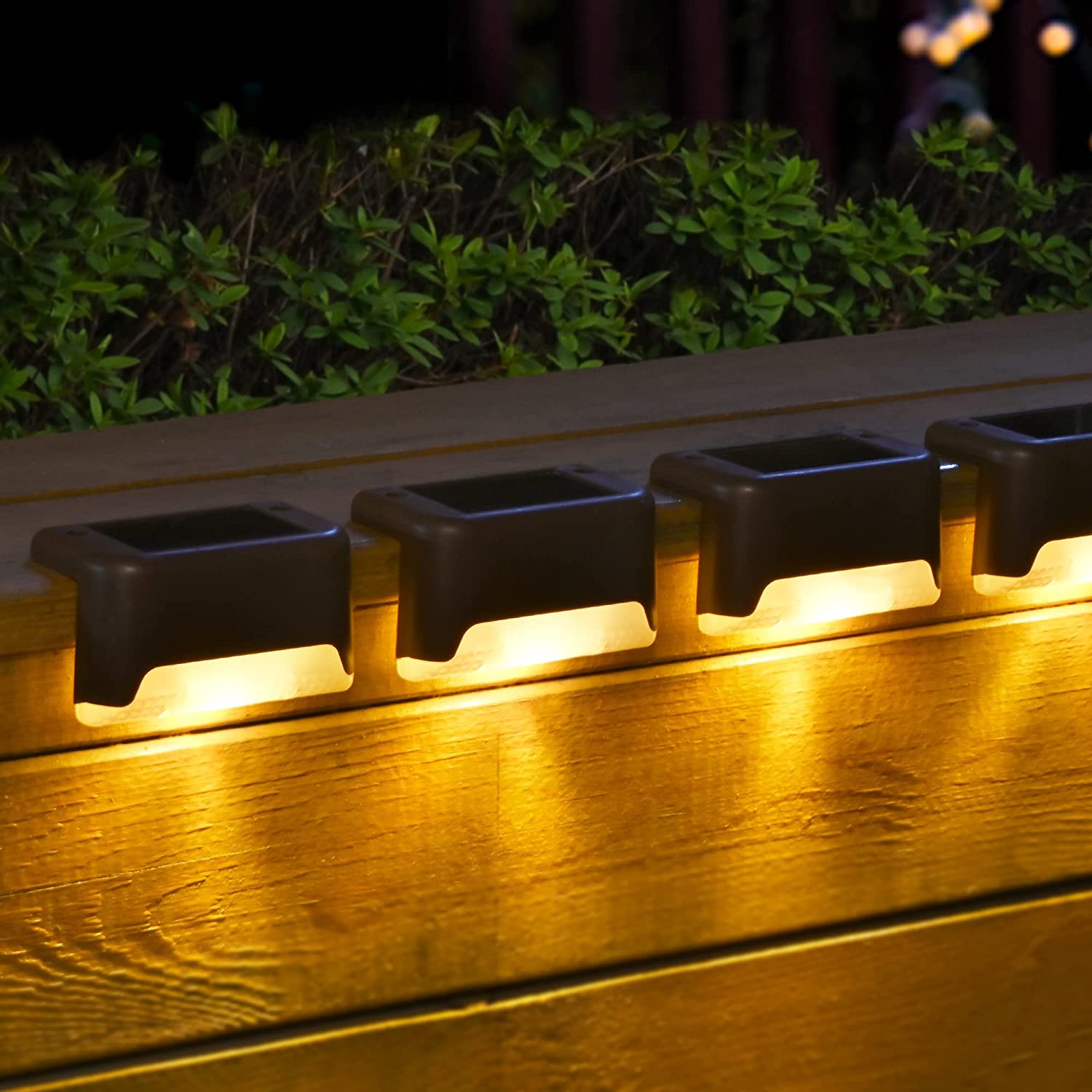 4 Pcs Solar LED Stair Case Lights, Deck Lights Outdoor Path Step Lamps