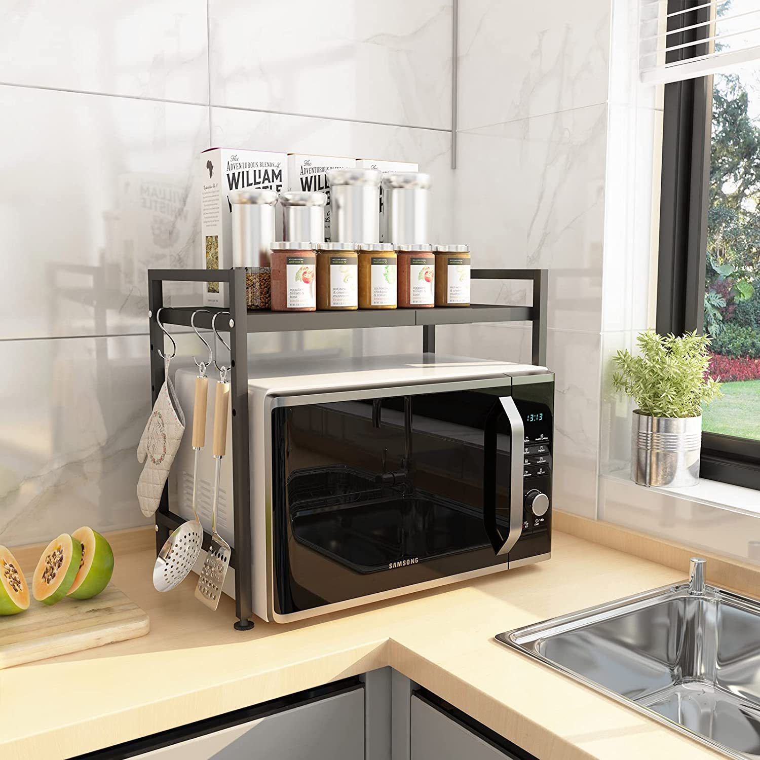 1 Tier Expandable Microwave Oven Rack