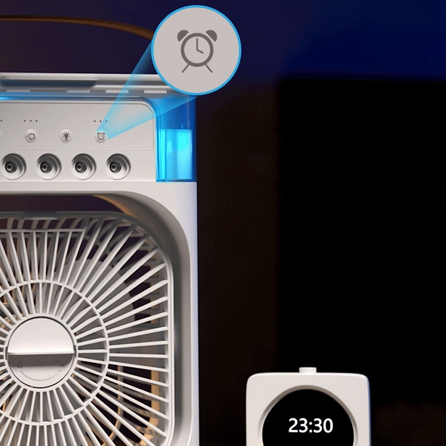 Portable Air Cooler Diffuser Desk Fan with Night Lamp and Timer