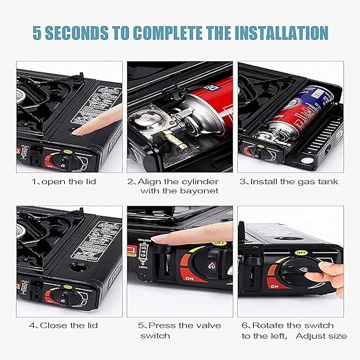 Portable Gas Stove with Carrying Case for Outdoor Camping, Hiking, Picnics