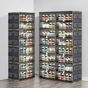 Foldable Shoe Rack Storage Cabinet With Shoes are Arranged On it.