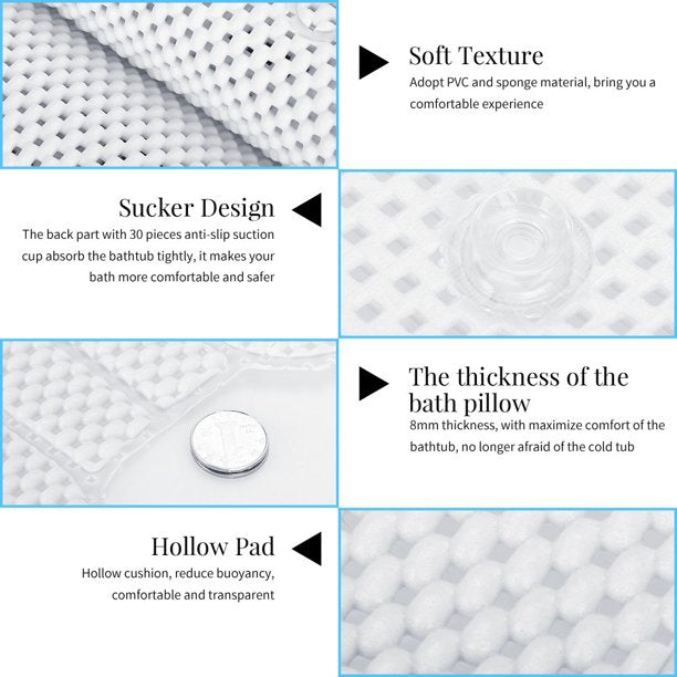Bathtub Mat, Full Body Spa Bath Mattress Cushion Soft Breathable Quilted Bathtub Mat with Pillow
