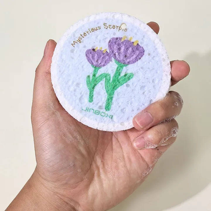 Someone is holding a Kitchen Cleaning Non-stick Wood Pulp Sponge Wipe