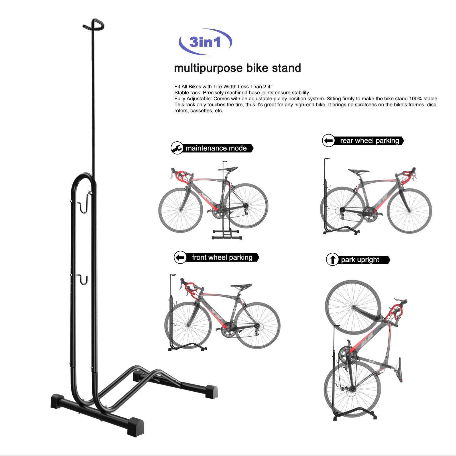A Vertical Bike Stand  is Used to Park Cycle at Different Position.