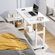 Adjustable Rolling Laptop Desk with Storage Shelf, Overbed Table for Bedroom & Home Office