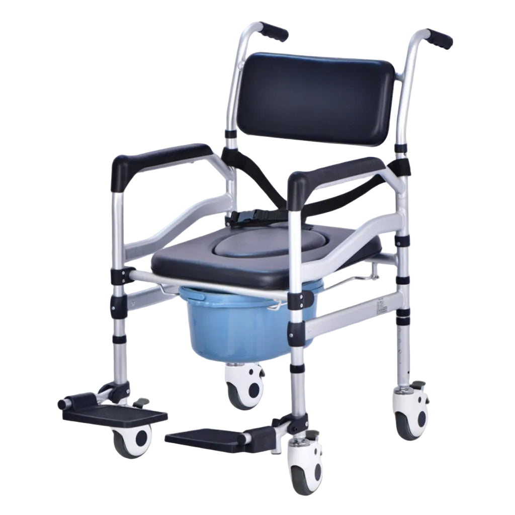 Adjustable Shower Commode Chair with Wheels.