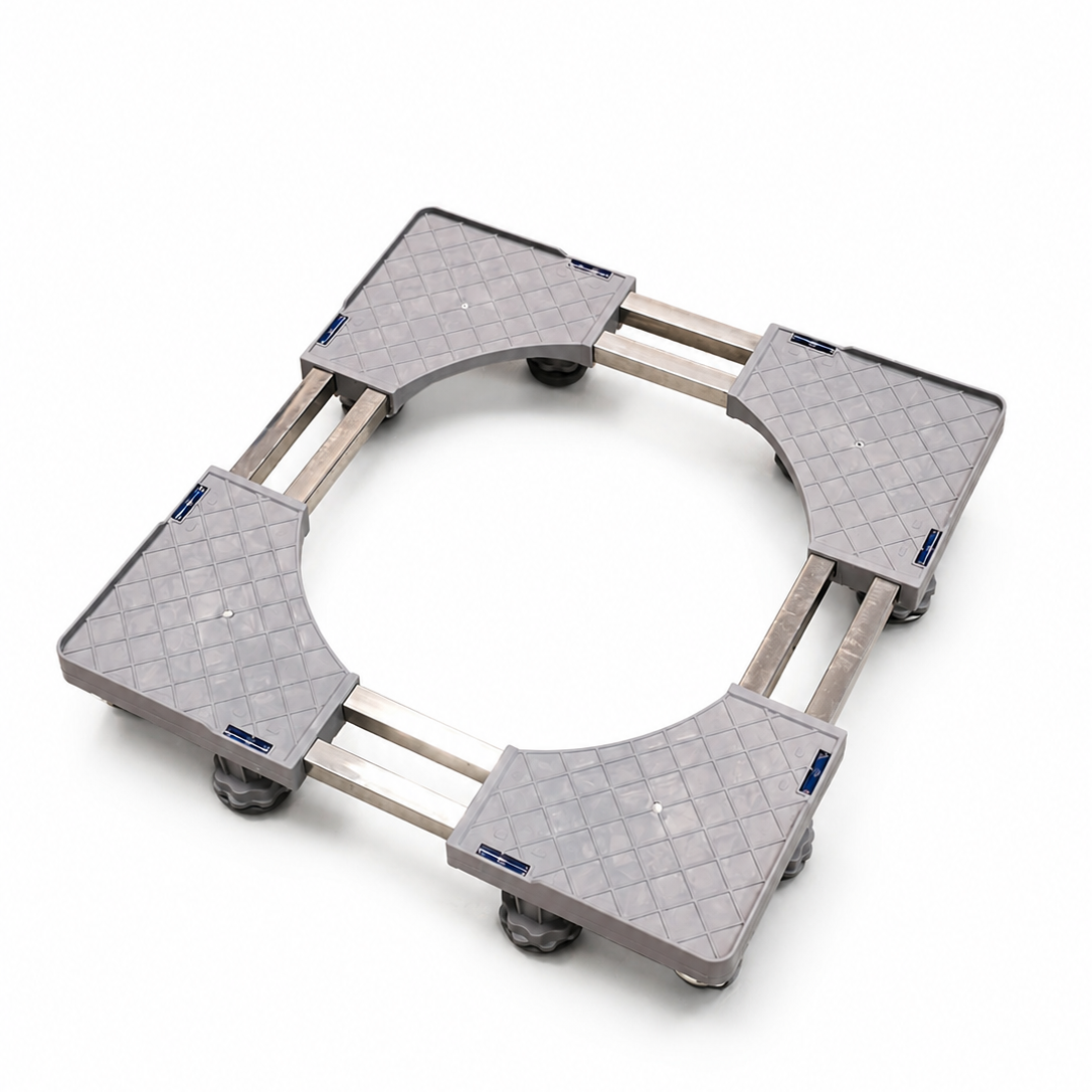 Adjustable Washing Machine Stand with four legs on a white background