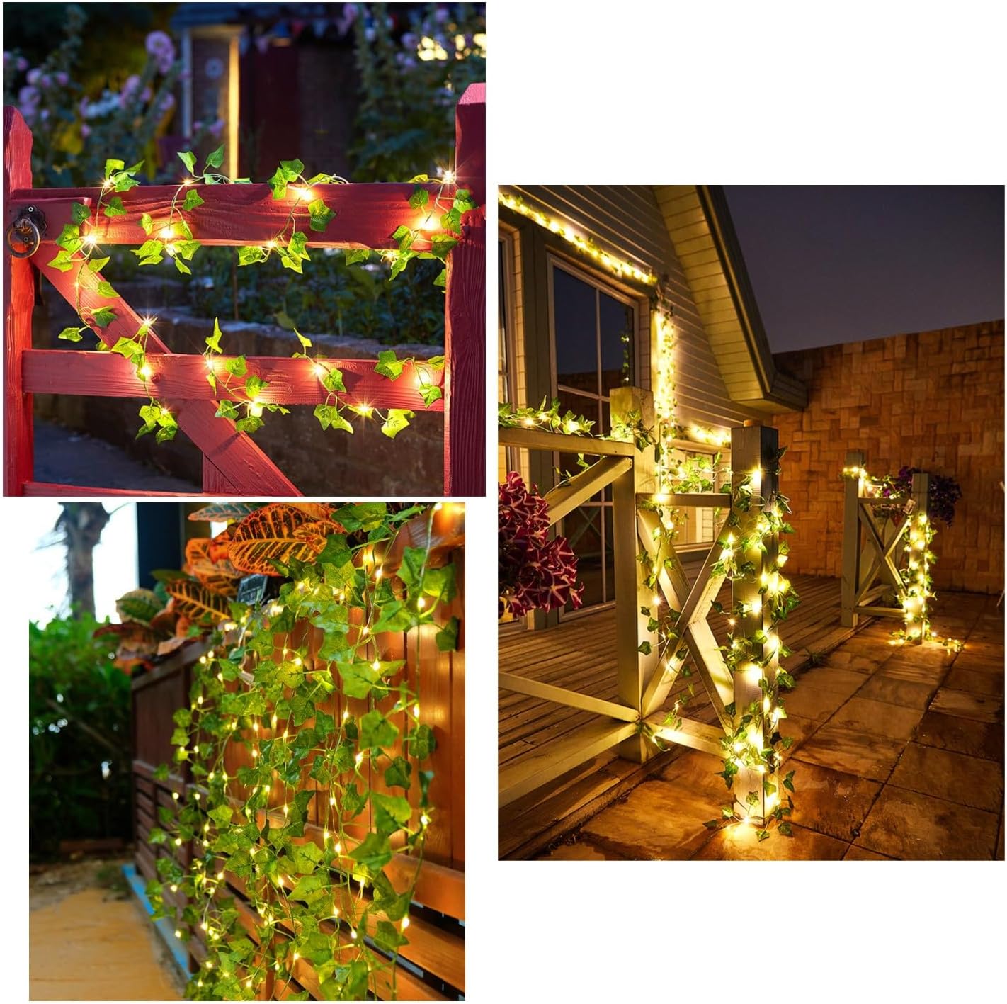 Artificial Ivy Leaf Garland LED String Lights, Decorative Vine Fairy Lights with 8 Lighting Modes