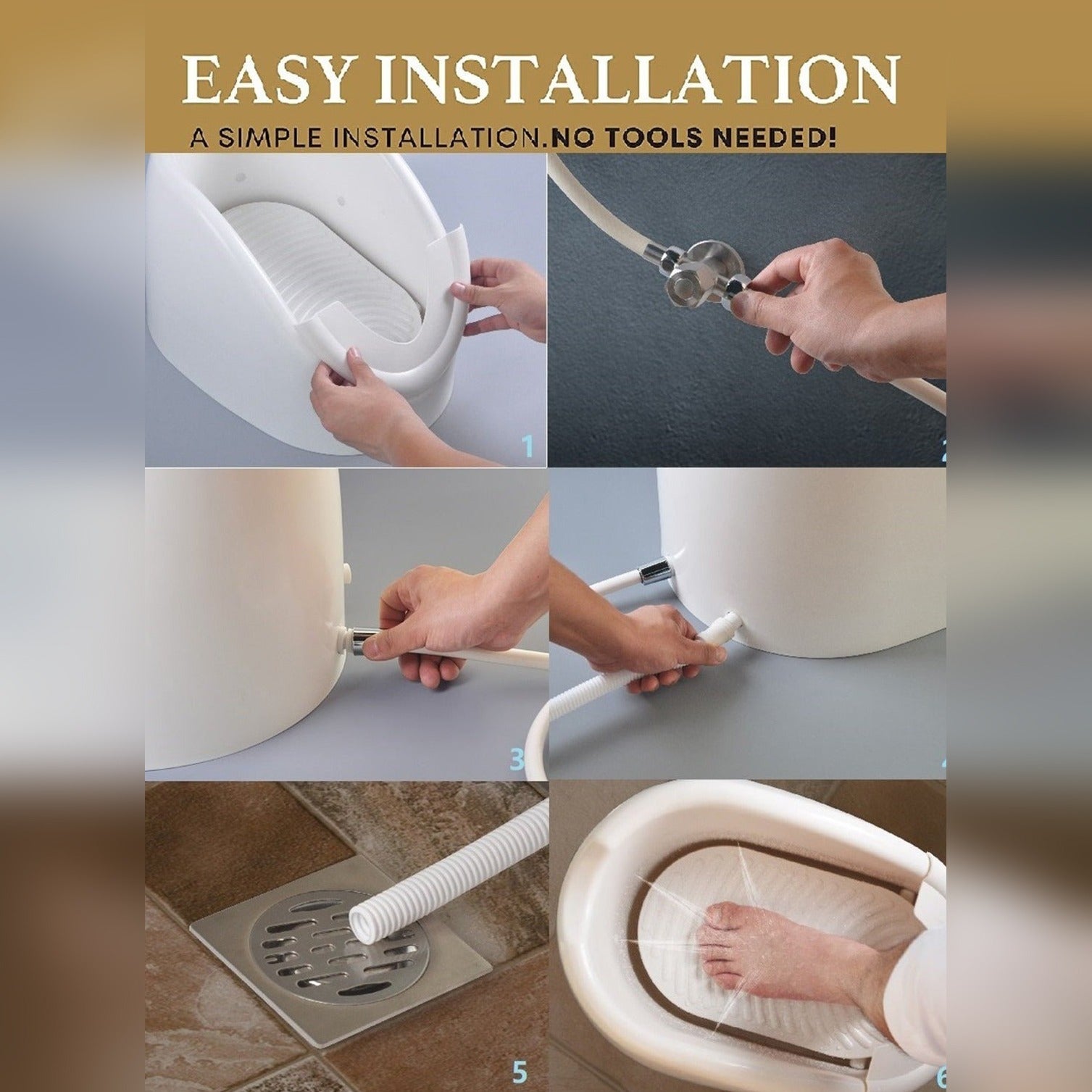 A Person is Installing Automatic Wudu Foot Washer Basin.