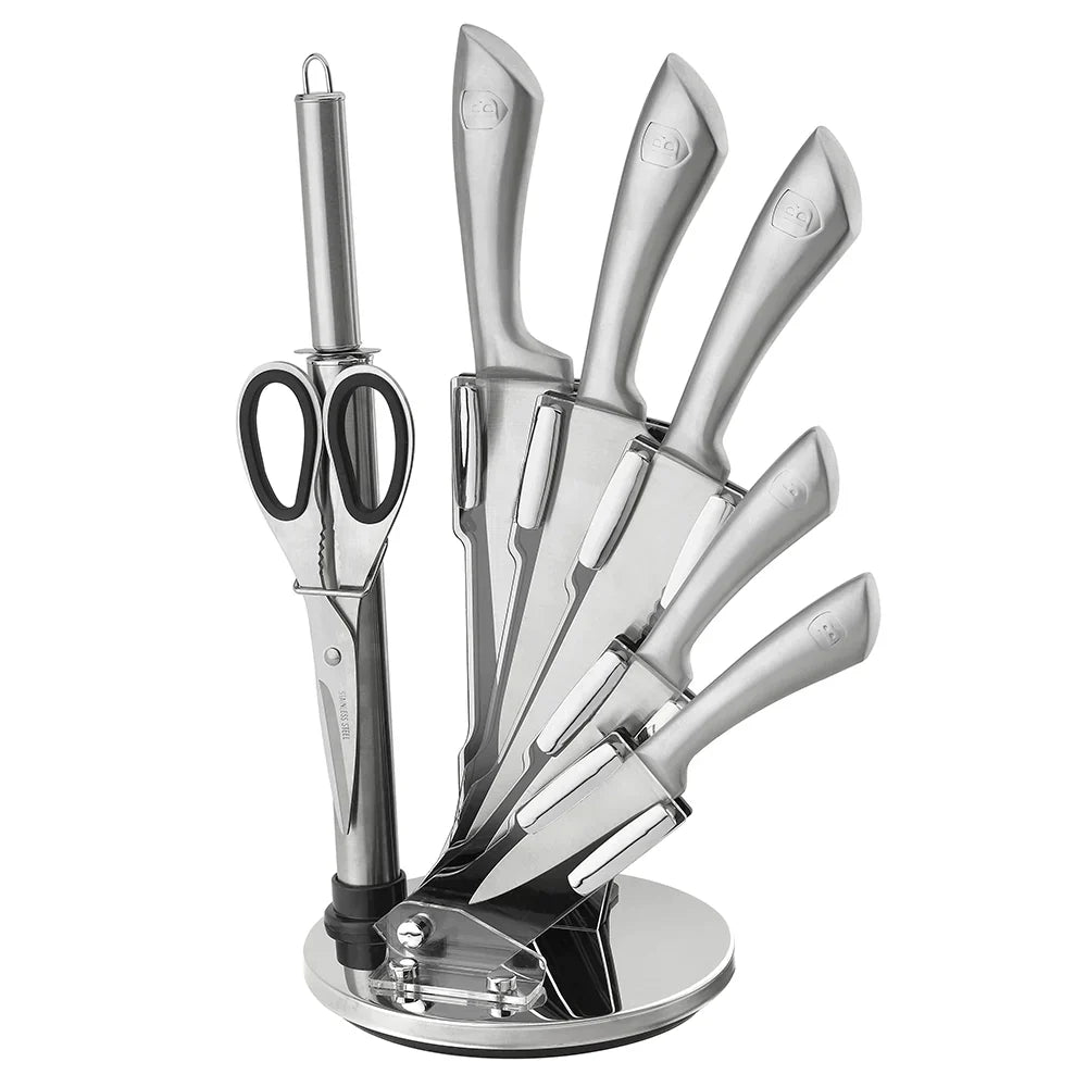 8 Pcs/Set Stainless Steel Kitchen Knife Set, Household Rotating Kitchen Tools