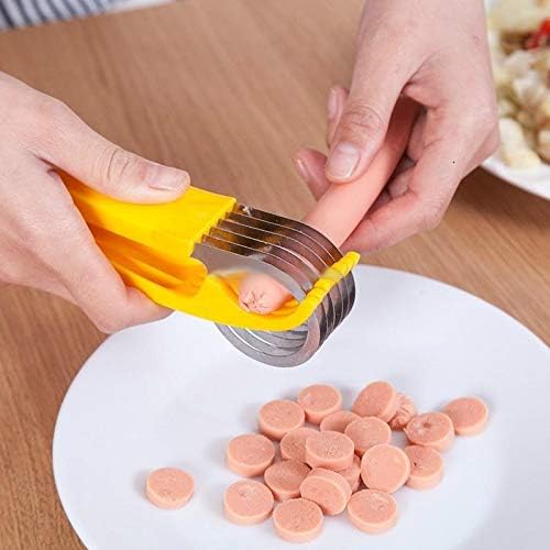 Someone cutting something with the help of a Stainless Steel Banana Cutter Slicer