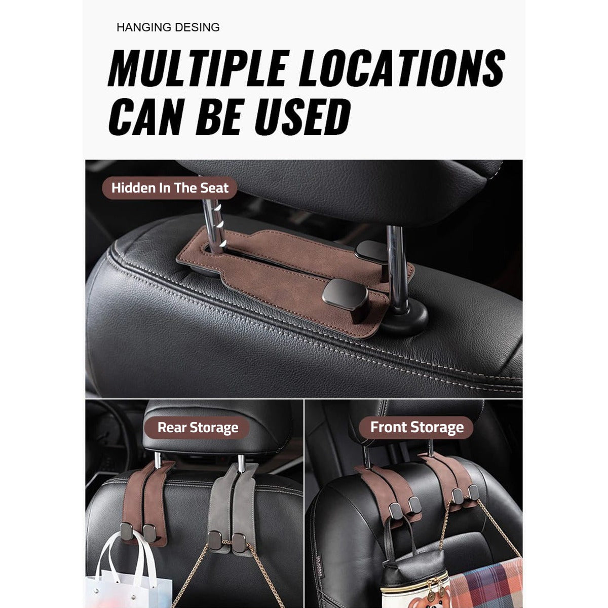 Car Headrest Hanging Hook is Placed on the Car.