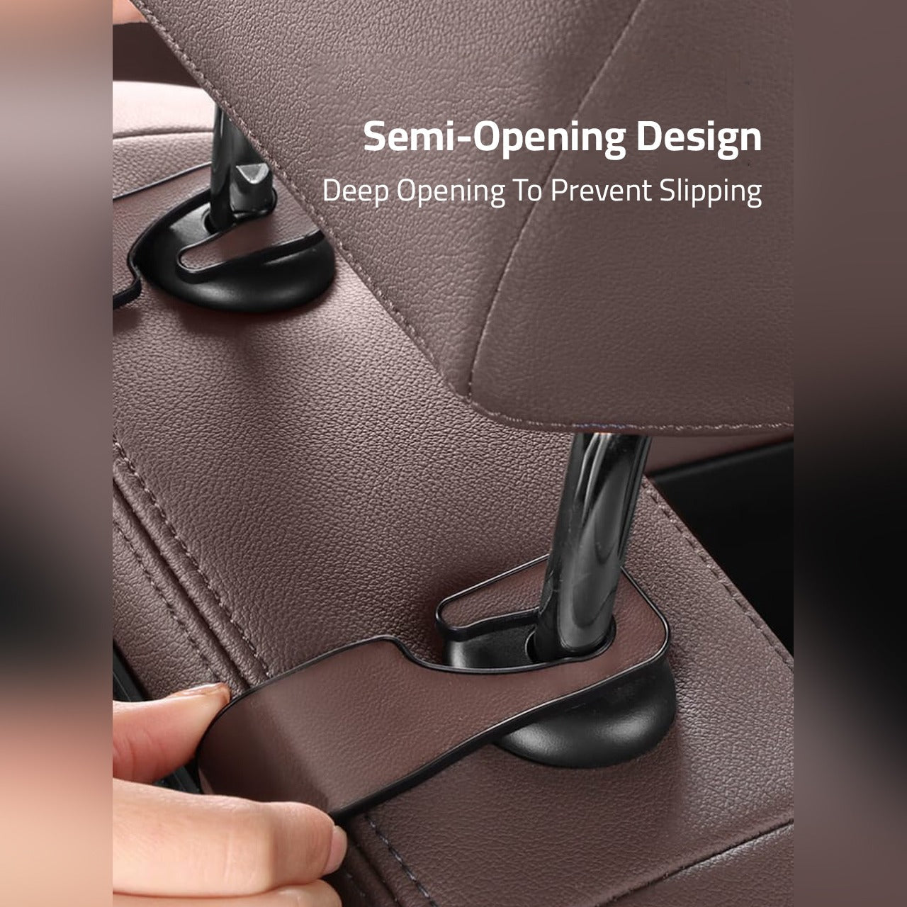 Design Of Brown Car Seat Headrest Storage Organizer Box.