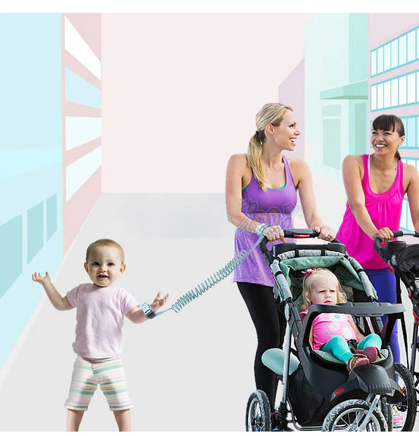 A Parent is Holding Her Baby Using Child Safety Harness Leash.