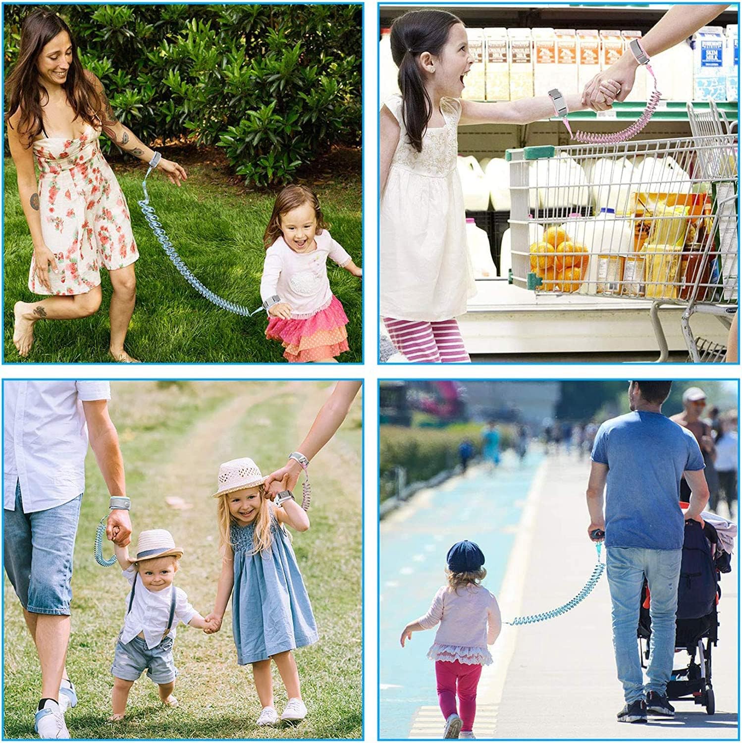 Multiple scenarios Where Child Safety Harness Leash is Used by Parents.