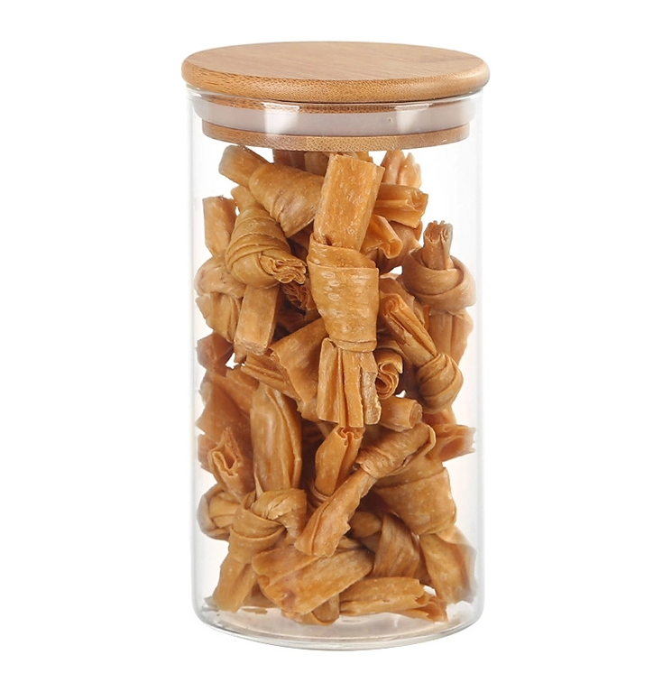 Clear Spice Snack Jar with Wooden Lid & Spoon , Airtight Kitchen Storage Containers