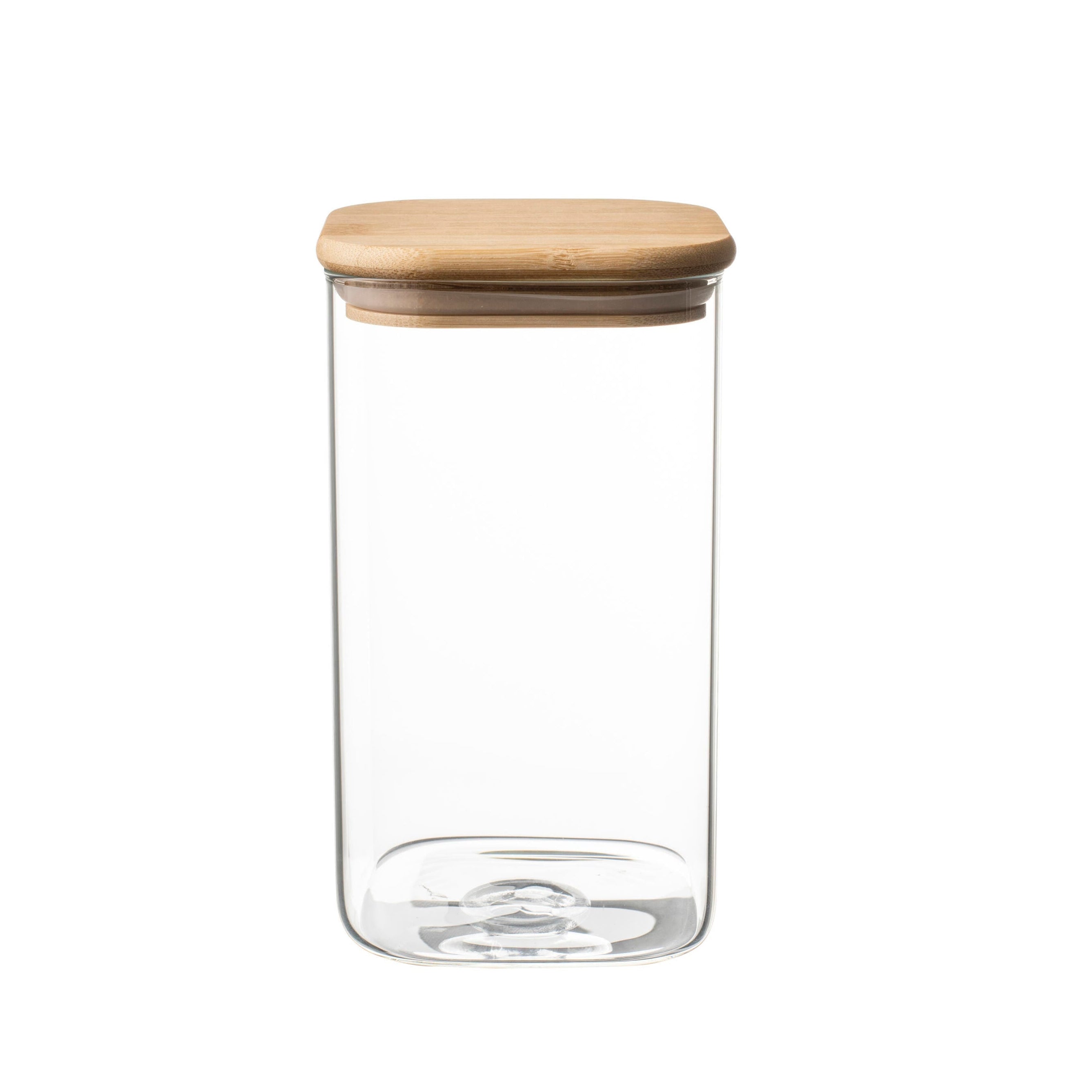 Clear Spice Snack Jar with Wooden Lid & Spoon , Airtight Kitchen Storage Containers