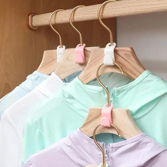 Clothes Hanger Connector Clips securely hold a group of clothes on hangers
