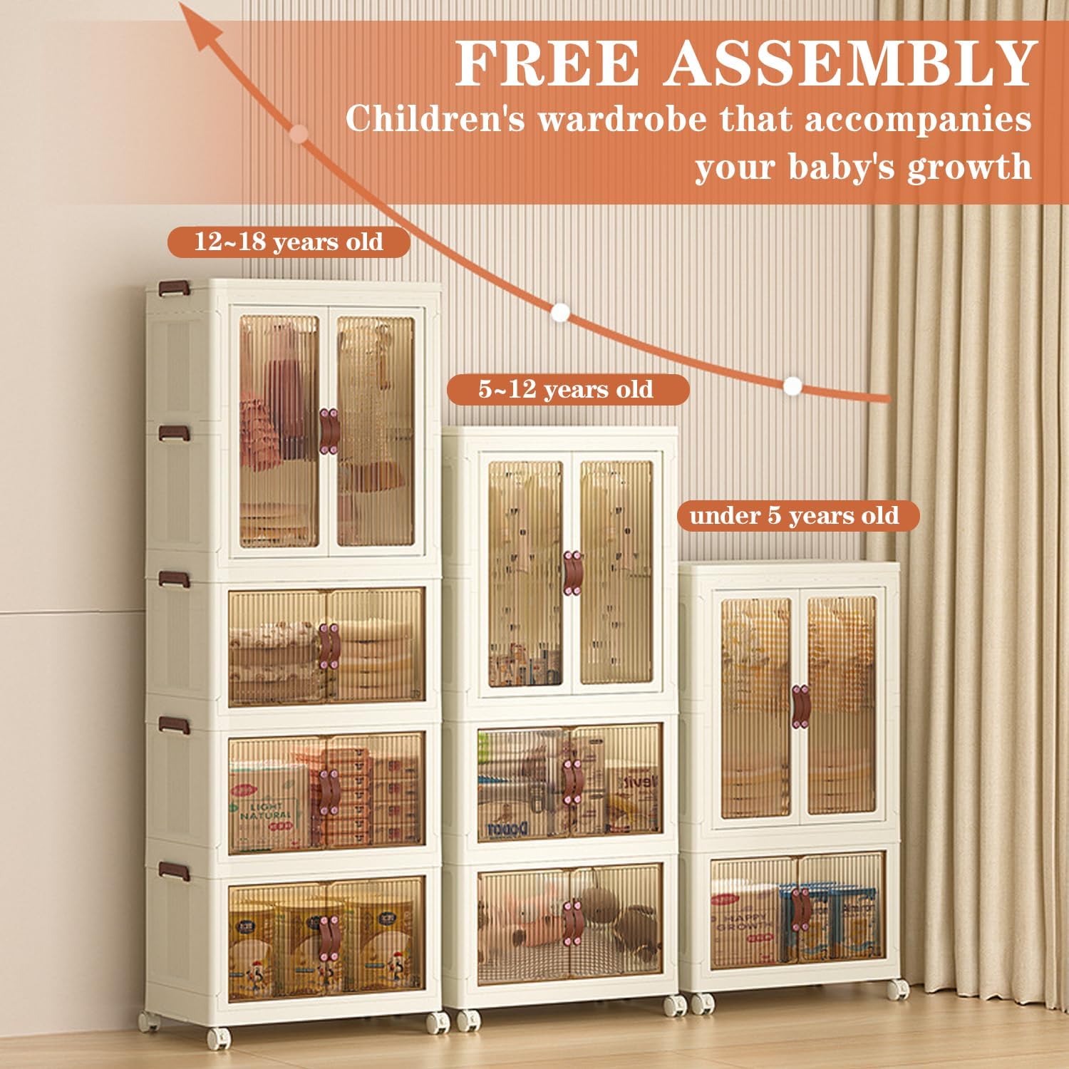 Cloth Storage Cabinets Of Multiple Layers.