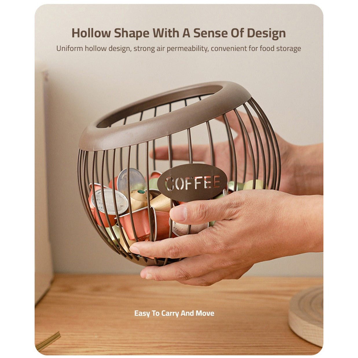 A Person is Holding Coffee Pod Holder.