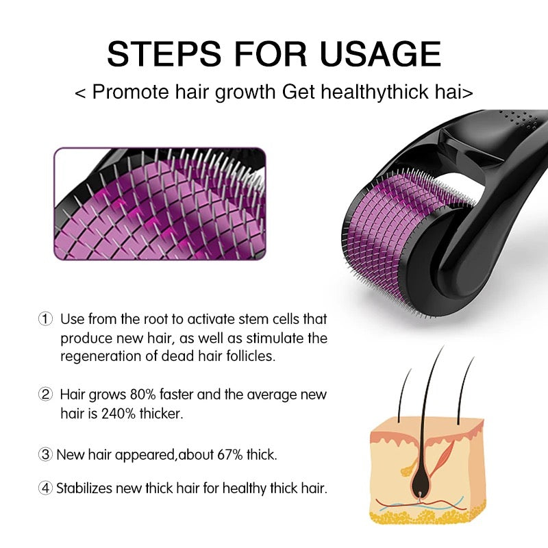 Derma Roller, Needle Roller - Anti-Ageing System with 540 Needles 0.50mm For Skin Hair