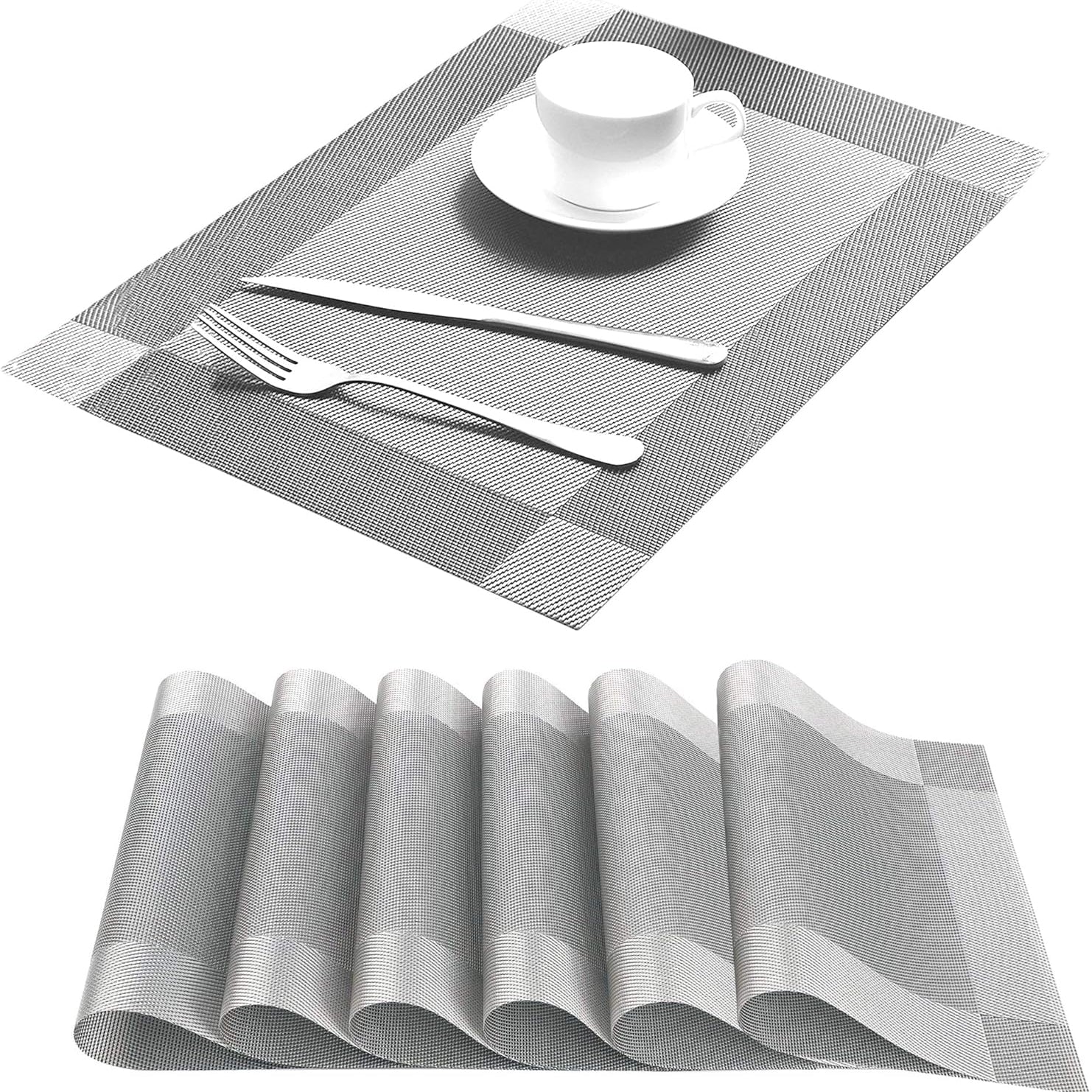 Dining Table Placemats with Cutlery on a White Background