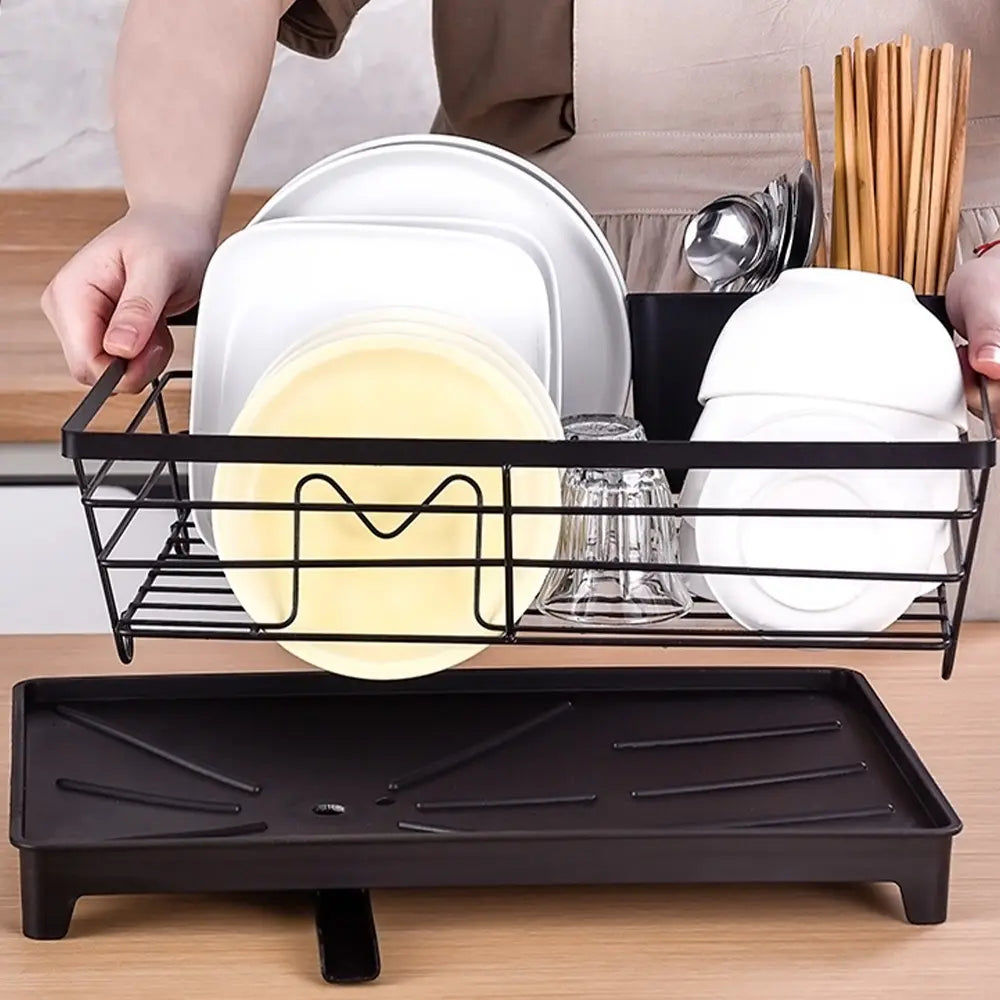 Multi-Functional Kitchen Dish Drying Rack, Countertop Stainless Steel Dish Organizer for Plates, Cups & Cutlery