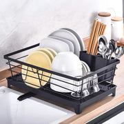 Multi-Functional Kitchen Dish Drying Rack, Countertop Stainless Steel Dish Organizer for Plates, Cups & Cutlery