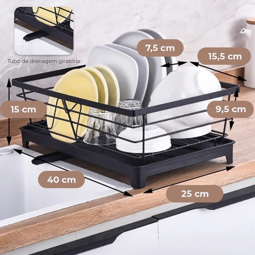 Multi-Functional Kitchen Dish Drying Rack, Countertop Stainless Steel Dish Organizer for Plates, Cups & Cutlery