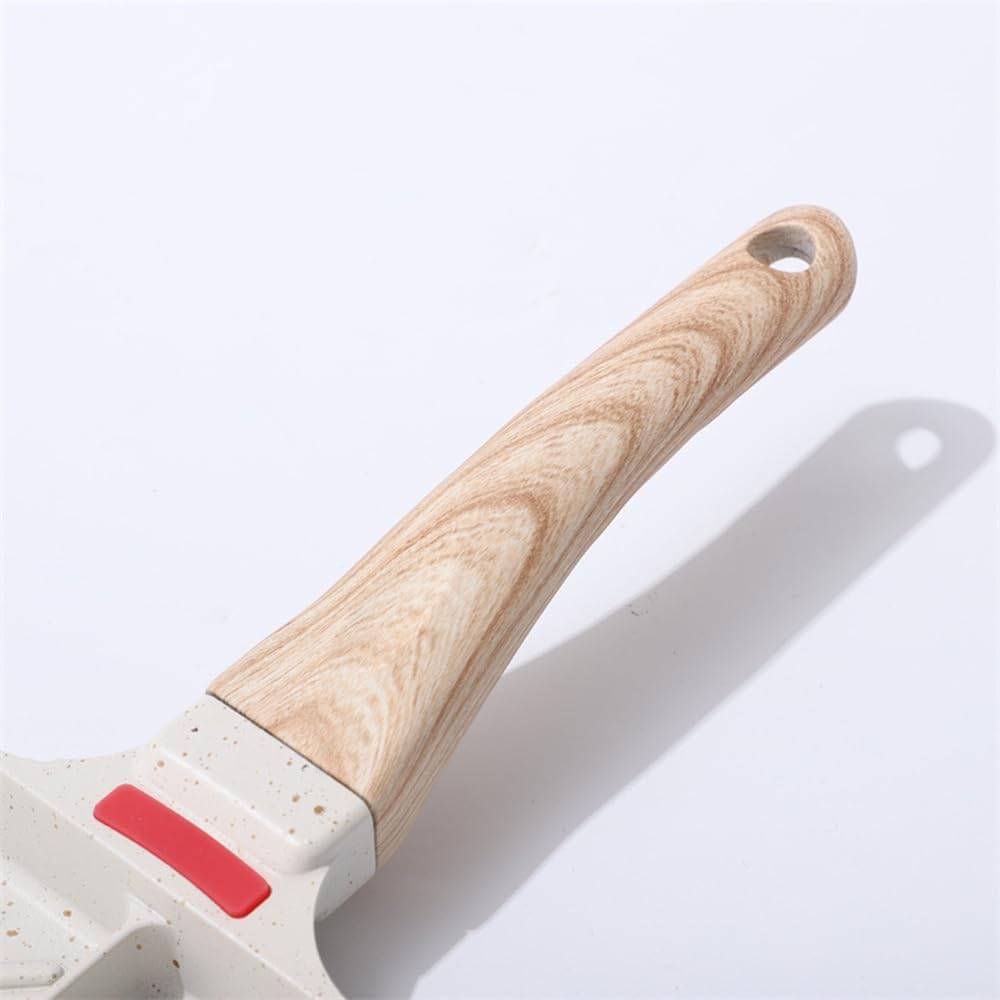 Wooden Handle of Double-Hole Frying Pan.