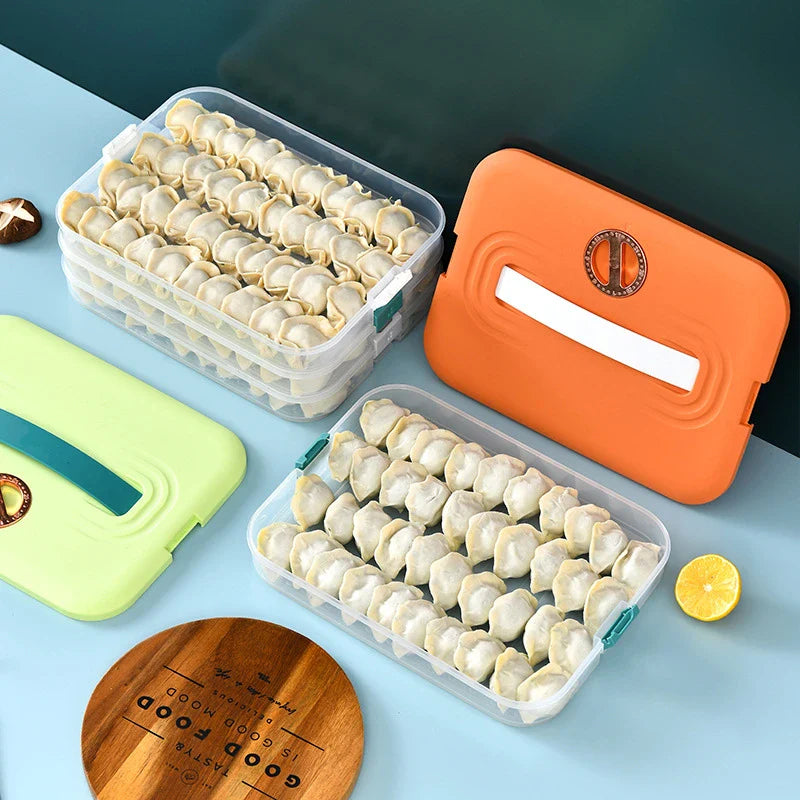 4 Layer Large Capacity Stackable Dumpling Snack Storage Box with Freshness Timer