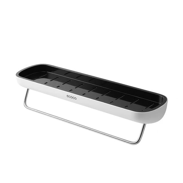ECOCO Wall Mounted Punch Free Bathroom Storage in black color 